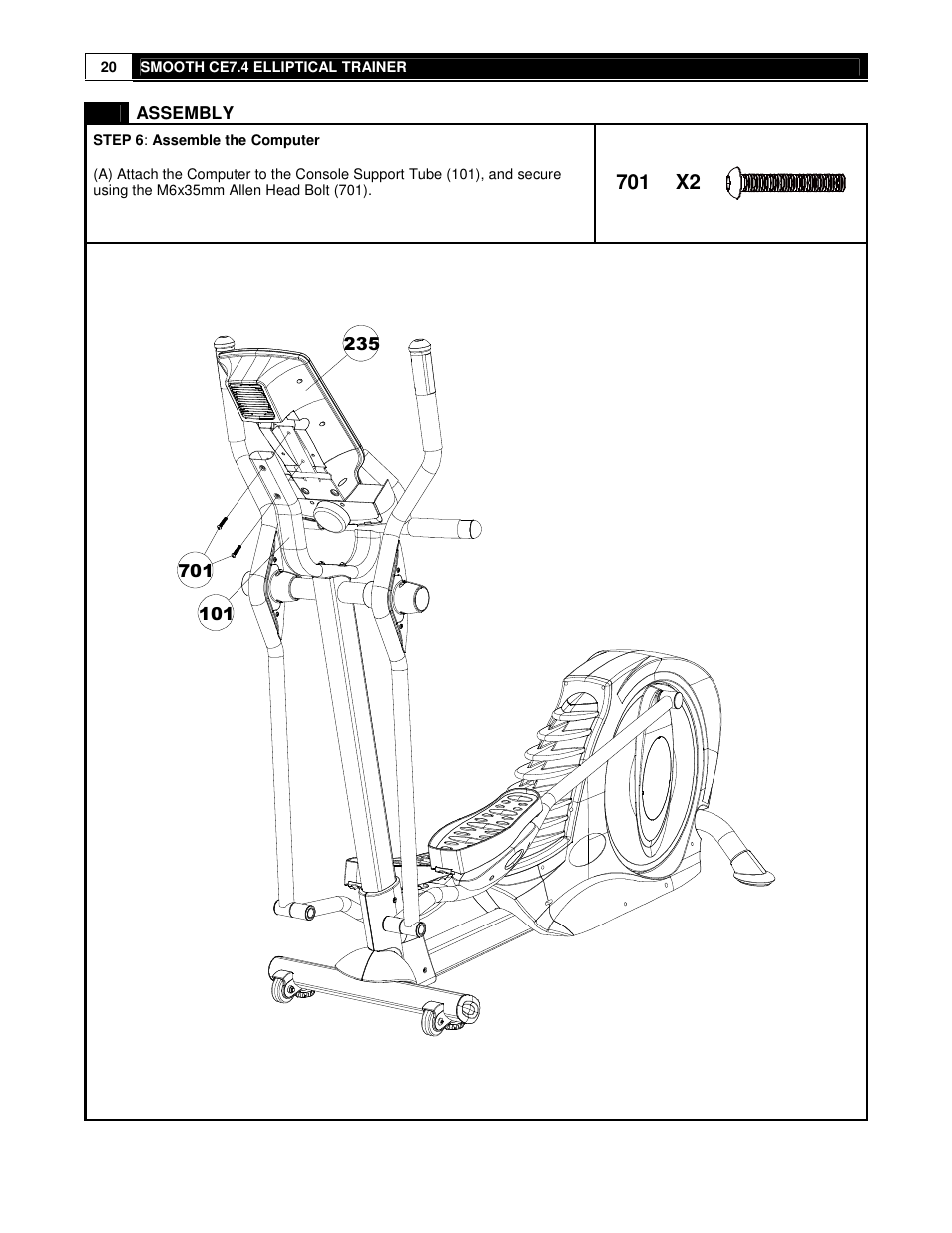 701 x2 | Smooth Fitness USER WEIGHT LIMITATION CE7.4 User Manual | Page 20 / 37