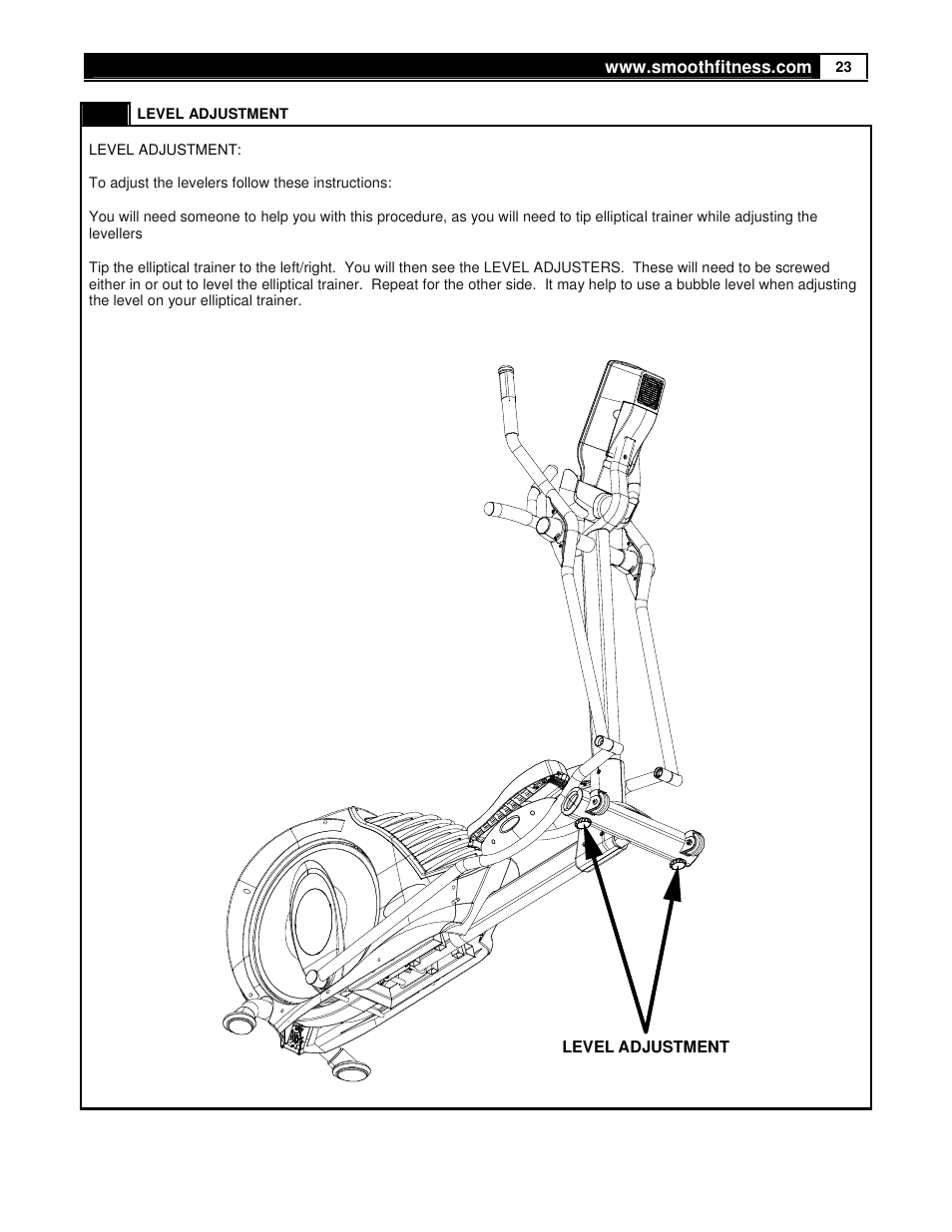 Smooth Fitness USER WEIGHT LIMITATION CE7.4 User Manual | Page 23 / 37