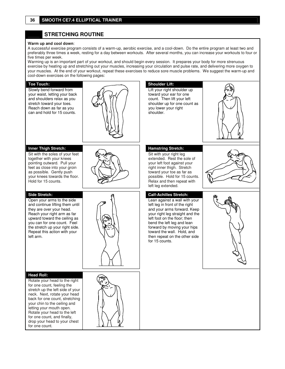 Smooth Fitness USER WEIGHT LIMITATION CE7.4 User Manual | Page 36 / 37