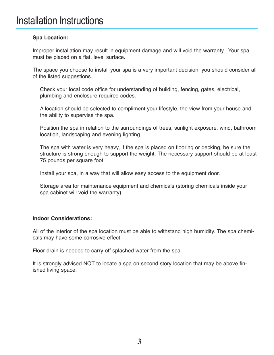 Installation instructions | Strong Pools and Spas The Antigua User Manual | Page 5 / 16