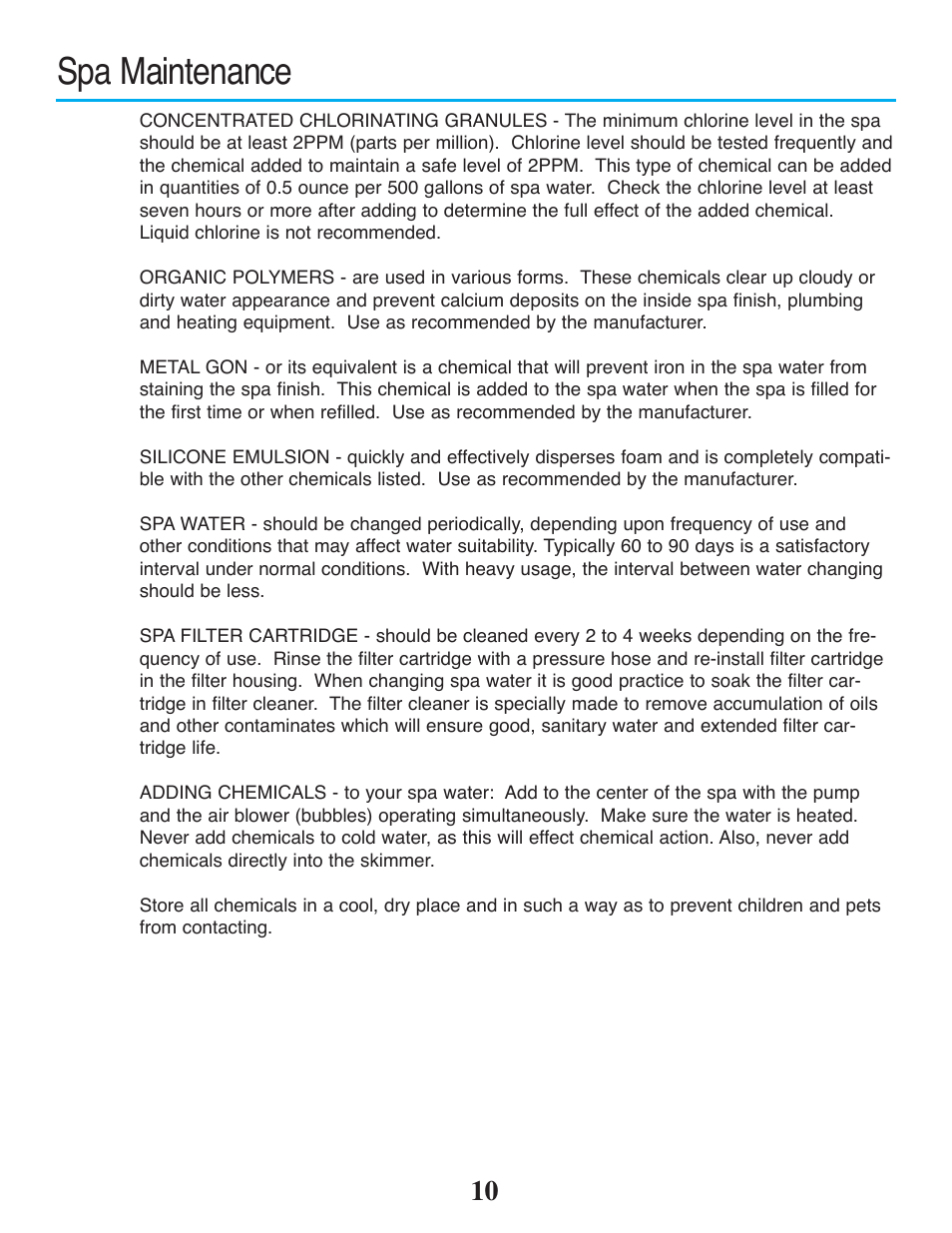 Spa maintenance | Strong Pools and Spas Rio Spa User Manual | Page 12 / 16