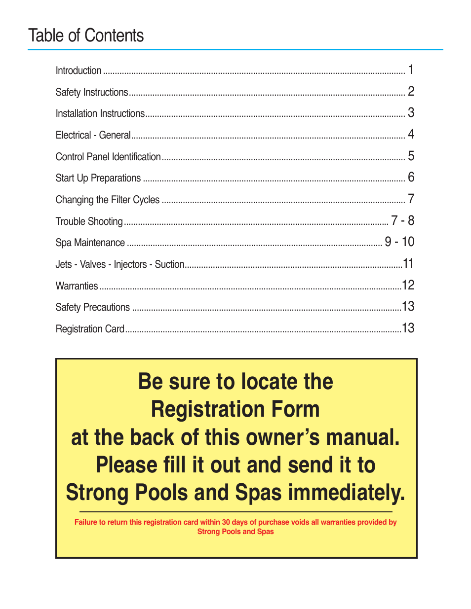 Strong Pools and Spas Rio Spa User Manual | Page 2 / 16