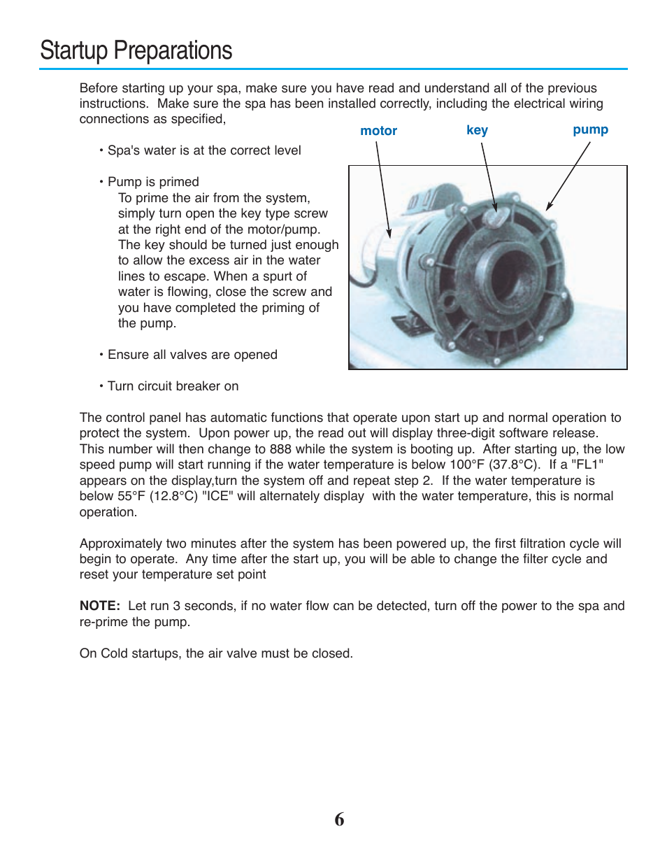 Startup preparations | Strong Pools and Spas Rio Spa User Manual | Page 8 / 16