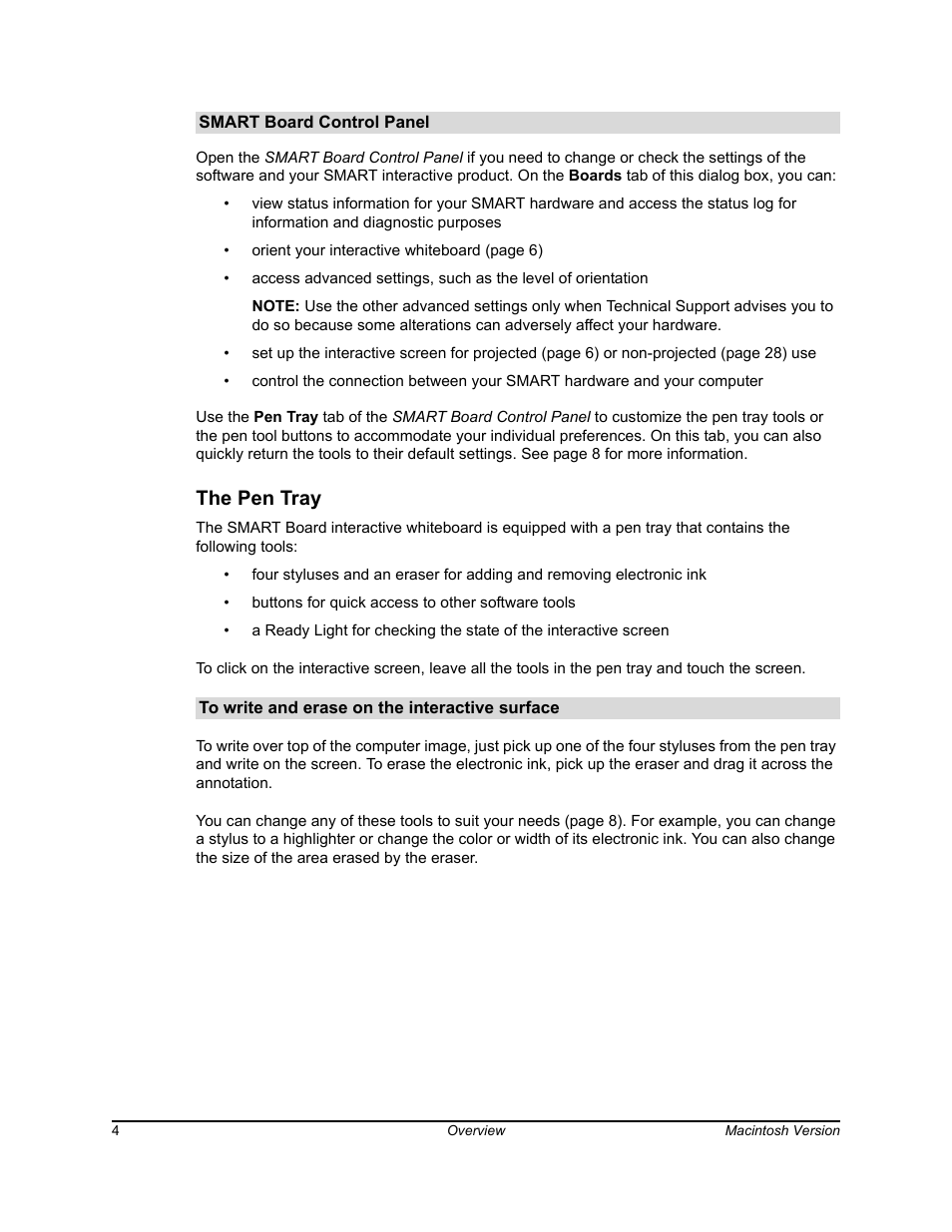 The pen tray | SimplySmart Smart Board Software For Mac OS X 99-00557-01 User Manual | Page 10 / 46