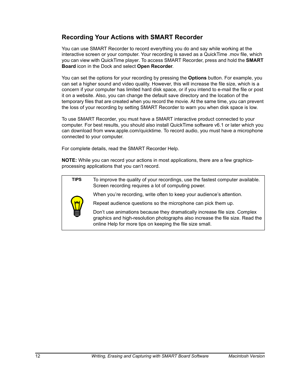 Recording your actions with smart recorder | SimplySmart Smart Board Software For Mac OS X 99-00557-01 User Manual | Page 18 / 46