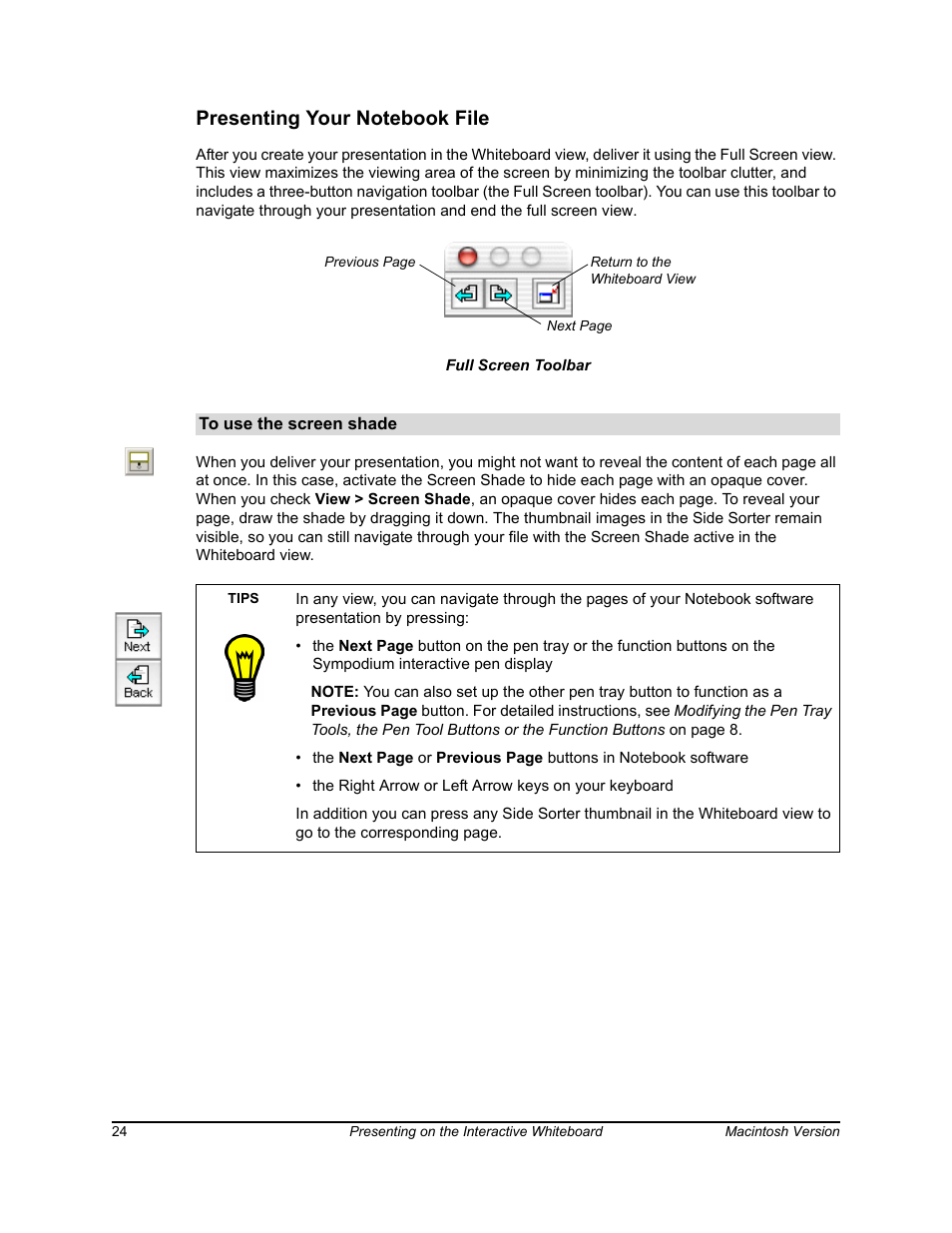 Presenting your notebook file | SimplySmart Smart Board Software For Mac OS X 99-00557-01 User Manual | Page 30 / 46