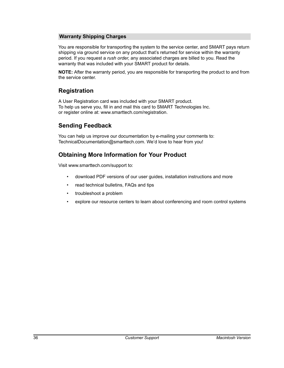Registration, Sending feedback, Obtaining more information for your product | SimplySmart Smart Board Software For Mac OS X 99-00557-01 User Manual | Page 42 / 46