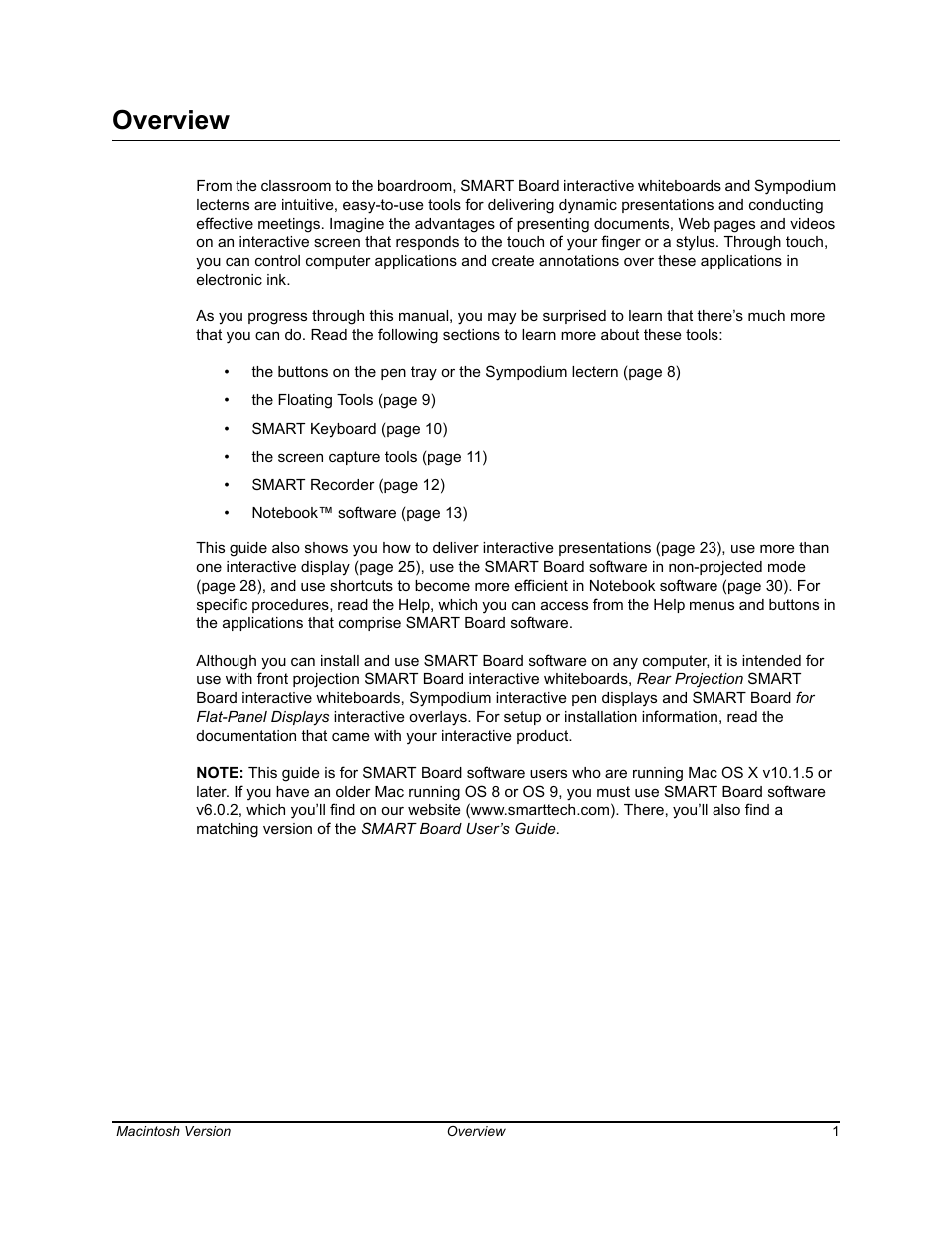 Overview | SimplySmart Smart Board Software For Mac OS X 99-00557-01 User Manual | Page 7 / 46
