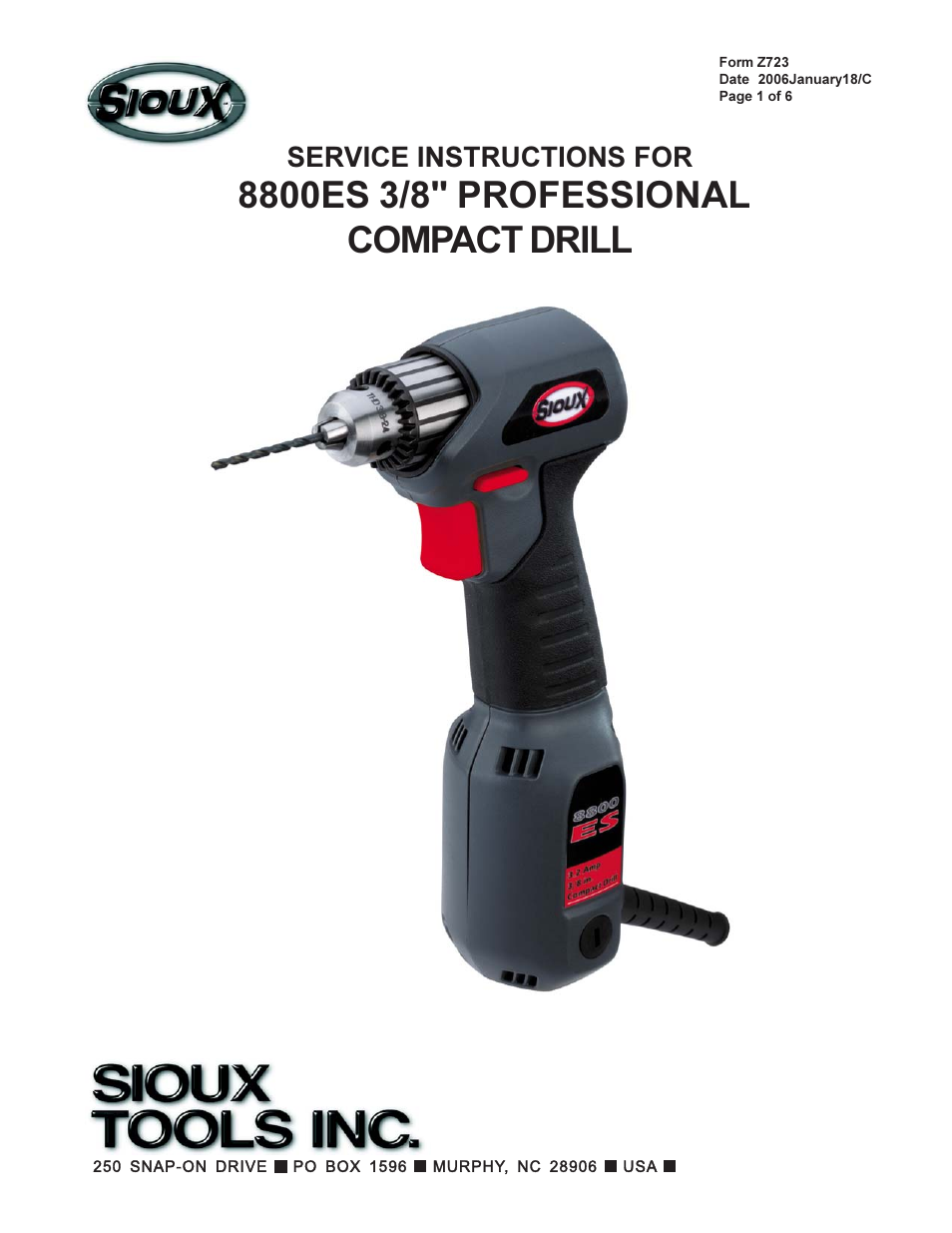 Sioux Tools 8800ES User Manual | 6 pages