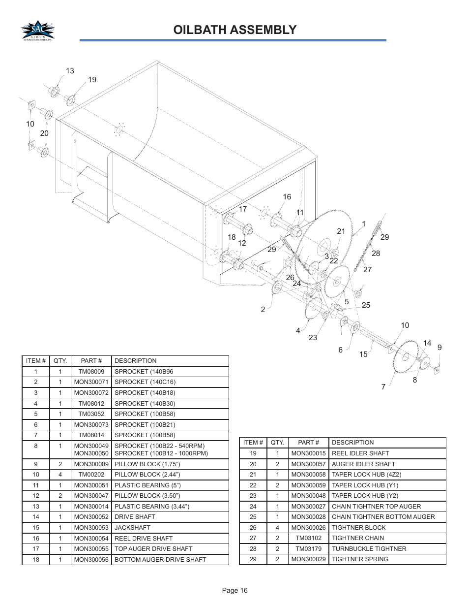 Oilbath assembly | Sioux Tools TURBO-MAX 6056 User Manual | Page 16 / 28