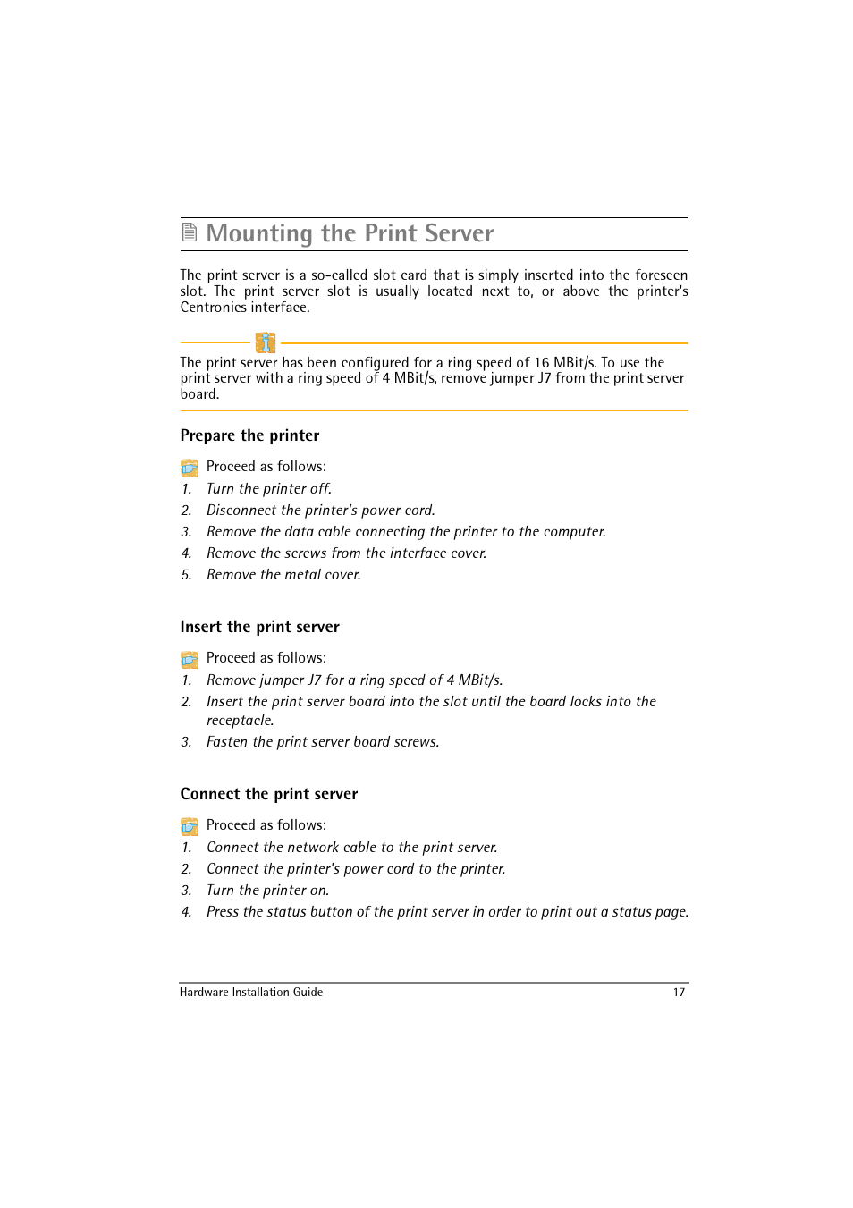 Mounting the print server | SEH Computertechnik IC167 User Manual | Page 17 / 20