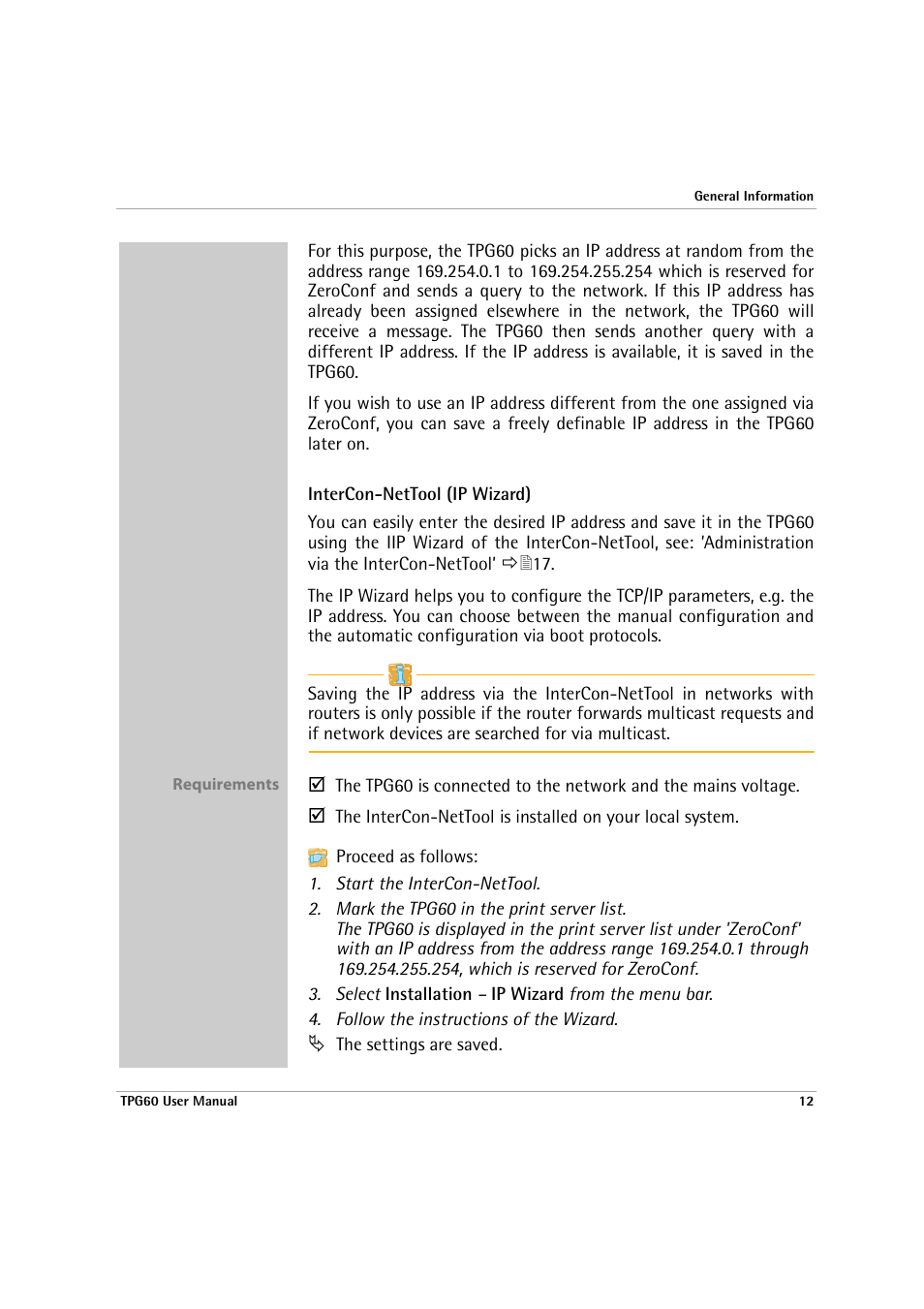 Intercon-nettool (ip wizard) | SEH Computertechnik TPG60 User Manual | Page 12 / 87