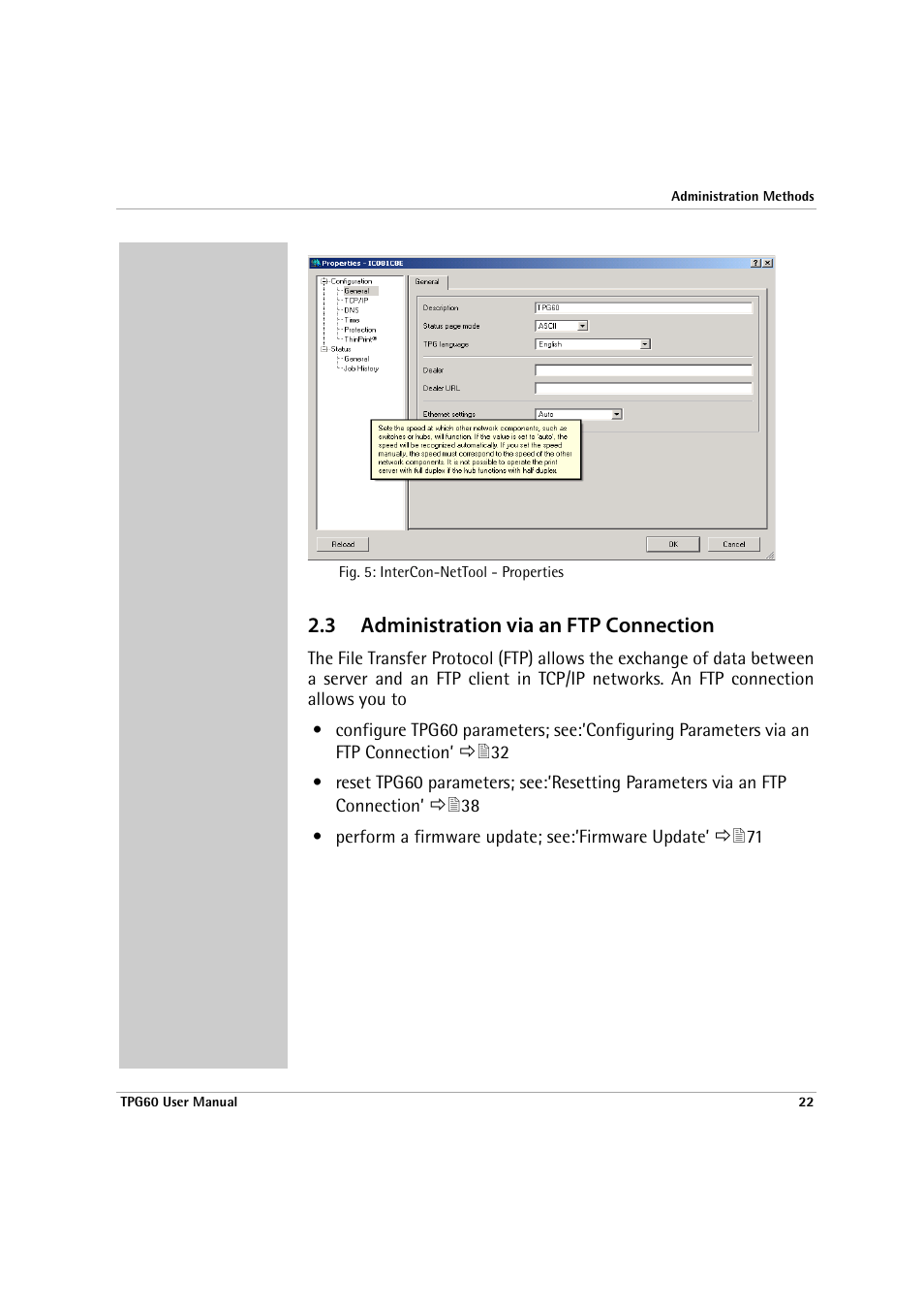 3 administration via an ftp connection, Administration via an ftp connection | SEH Computertechnik TPG60 User Manual | Page 22 / 87
