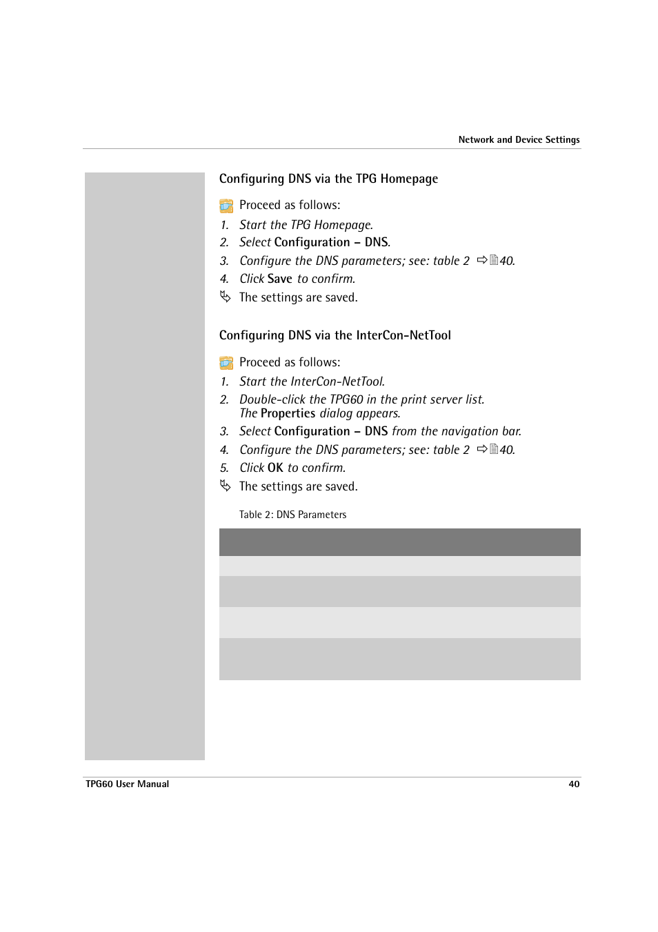 Configuring dns via the intercon-nettool | SEH Computertechnik TPG60 User Manual | Page 40 / 87