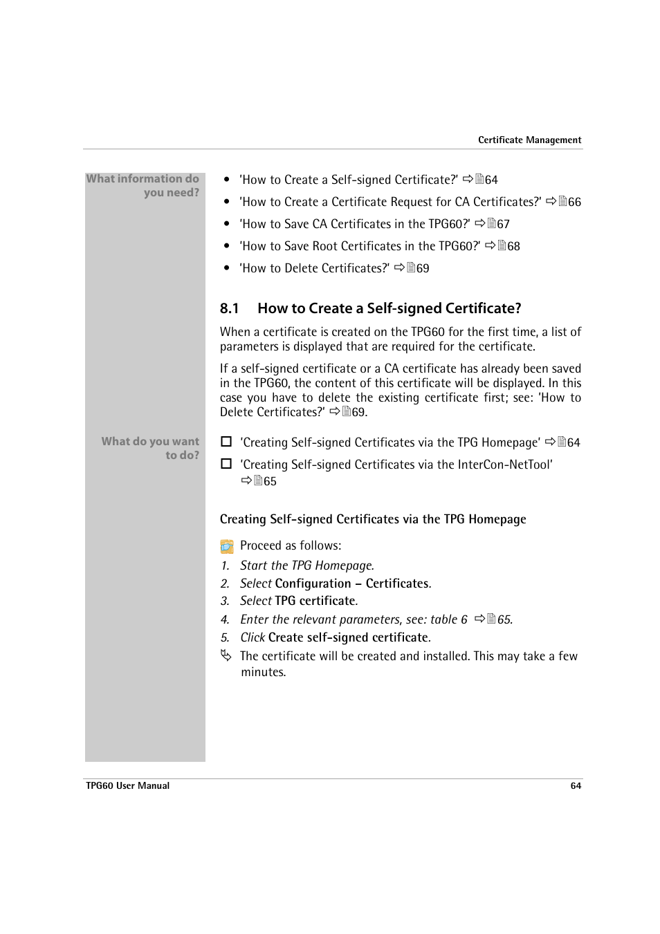 1 how to create a self-signed certificate | SEH Computertechnik TPG60 User Manual | Page 64 / 87