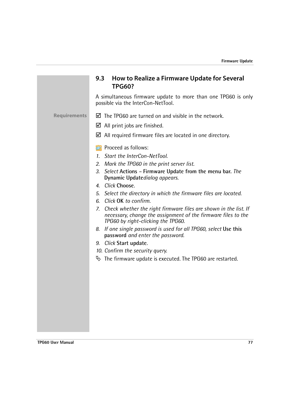 How to realize a firmware update for several tpg60 | SEH Computertechnik TPG60 User Manual | Page 77 / 87