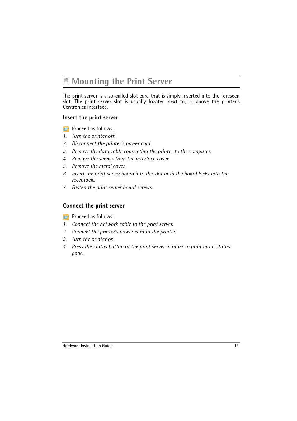 Mounting the print server | SEH Computertechnik IC146-ETHER-HP-FL User Manual | Page 13 / 16
