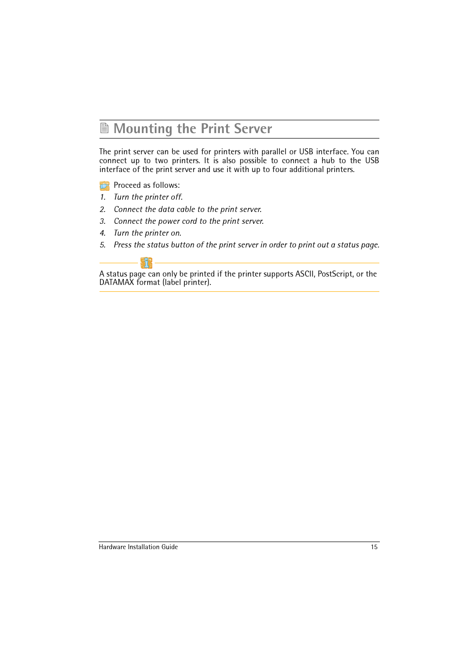 Mounting the print server | SEH Computertechnik SEH InterCon PS54-G User Manual | Page 15 / 24