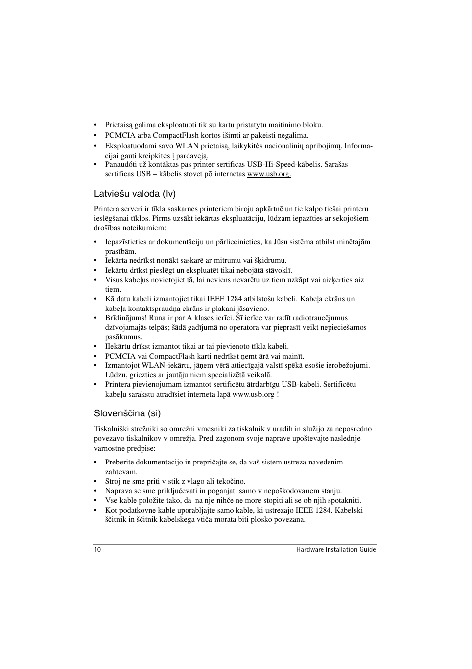 Latviešu valoda (lv), Slovenš čina (si) | SEH Computertechnik SEH InterCon PS54a-G User Manual | Page 10 / 24