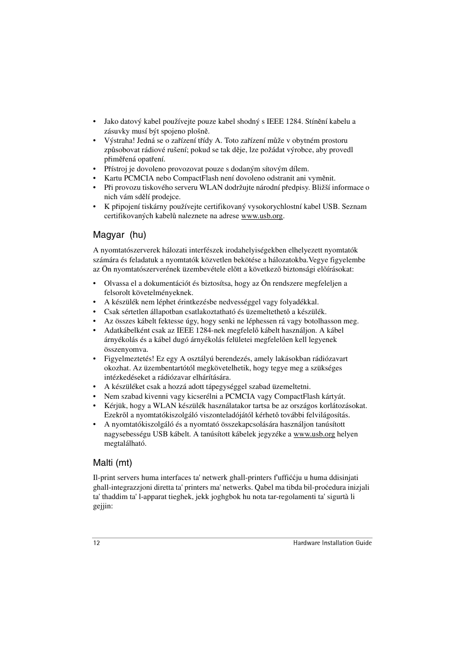 Magyar (hu), Malti (mt) | SEH Computertechnik SEH InterCon PS54a-G User Manual | Page 12 / 24