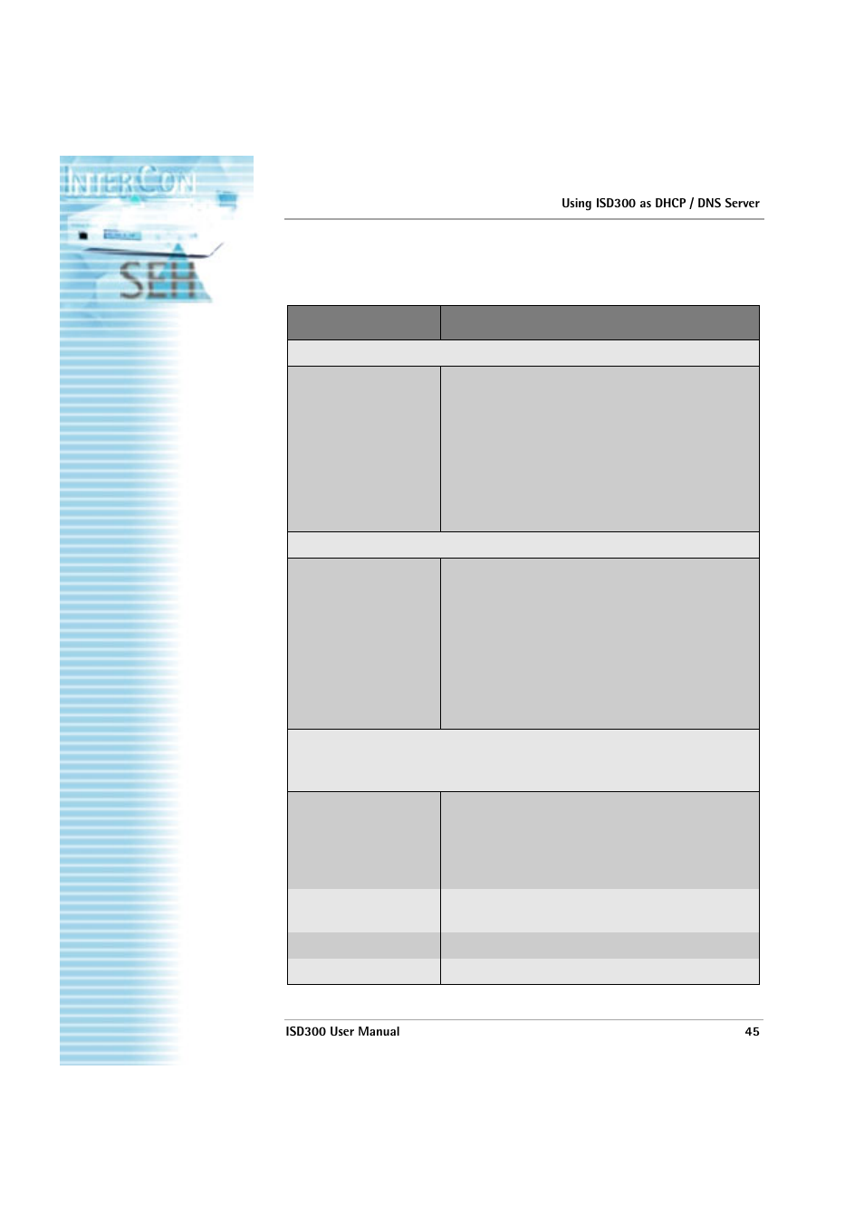 See: parameter settings - dhcp, See: parameter settings, Isd300 user manual | SEH Computertechnik ISD300 User Manual | Page 45 / 66