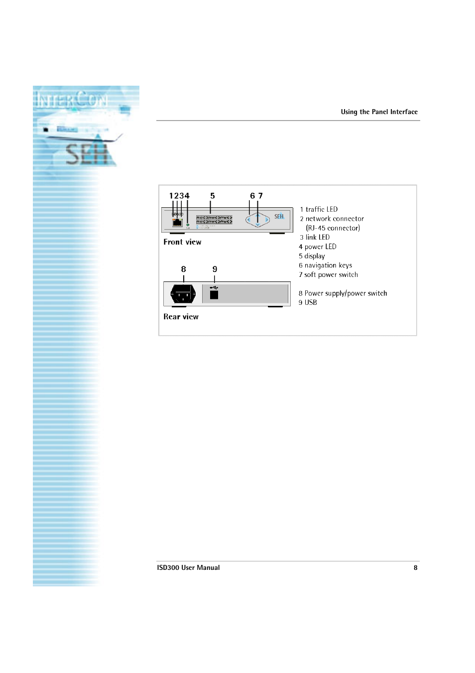 Using the panel interface, Isd300 user manual | SEH Computertechnik ISD300 User Manual | Page 8 / 66