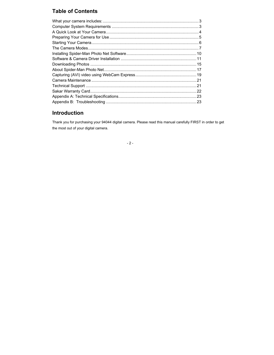 Sakar 94044 User Manual | Page 2 / 25