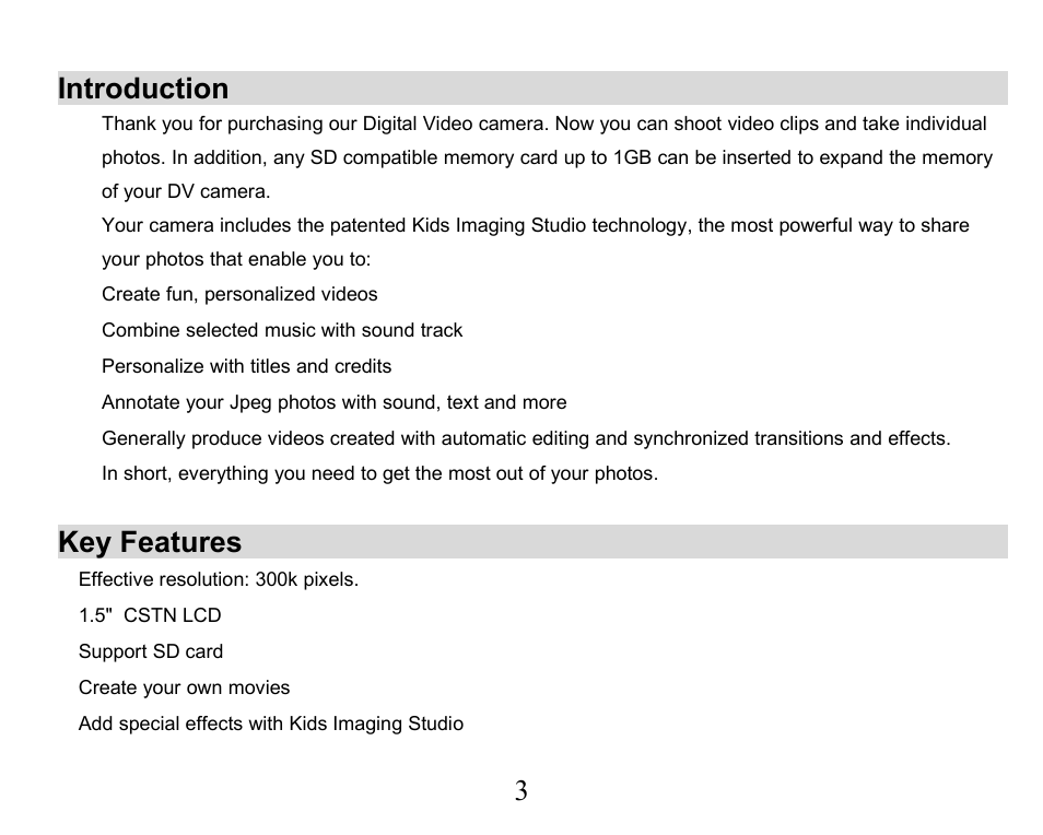 Introduction, Key features | Sakar 32490 User Manual | Page 3 / 42