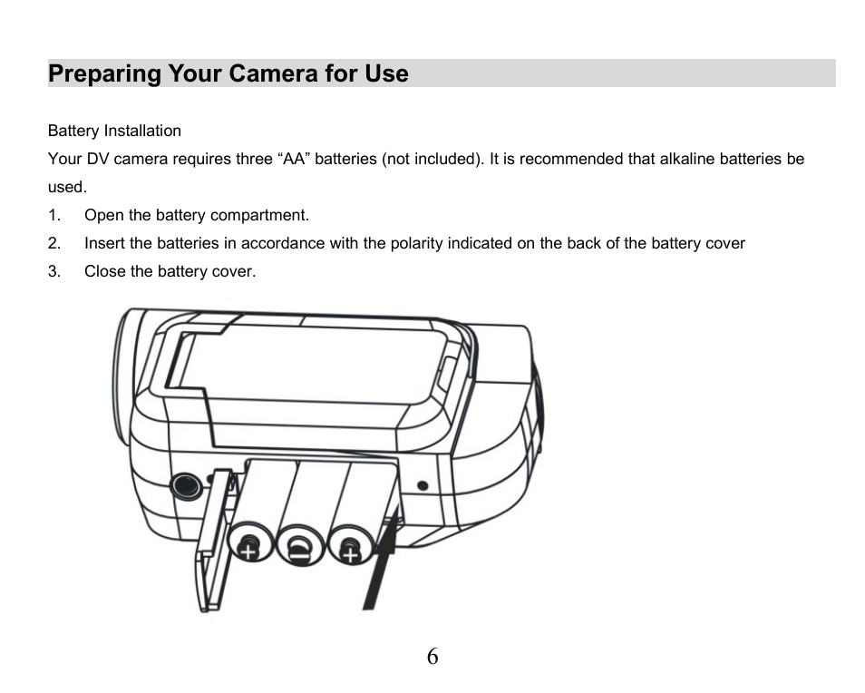 Preparing your camera for use | Sakar 32490 User Manual | Page 6 / 42
