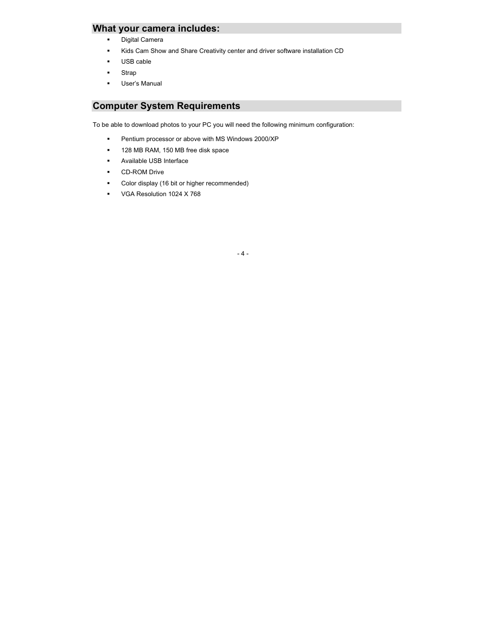 What your camera includes, Computer system requirements | Sakar 16382 User Manual | Page 4 / 26