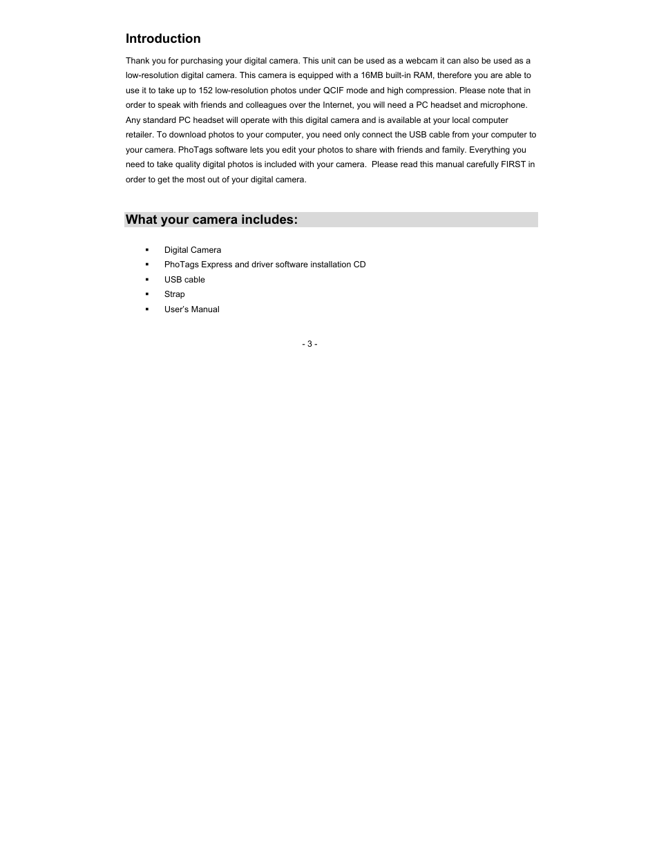 Introduction, What your camera includes | Sakar 14099 User Manual | Page 3 / 30