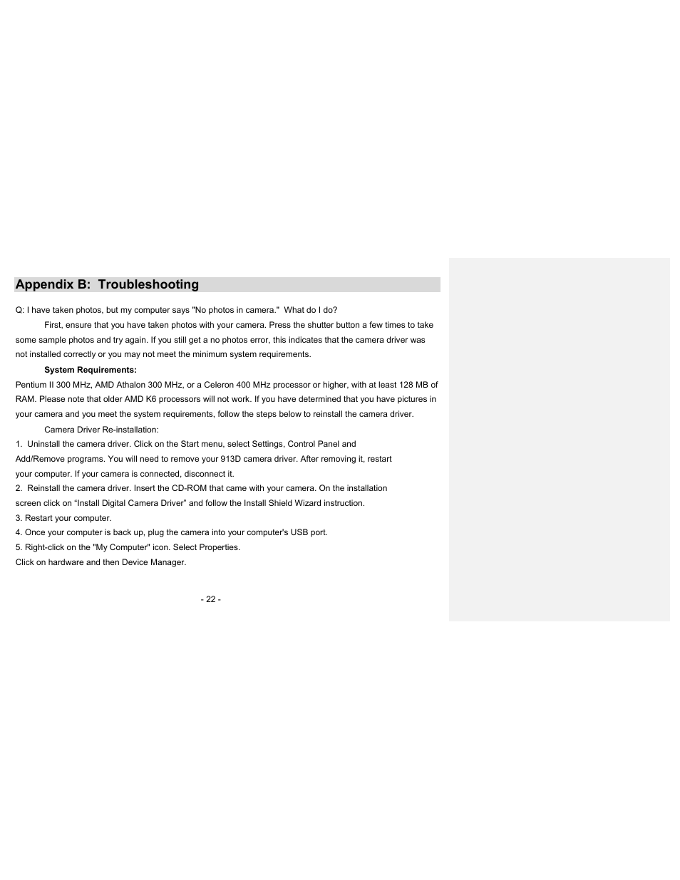 Appendix b: troubleshooting | Sakar 23070 User Manual | Page 22 / 24