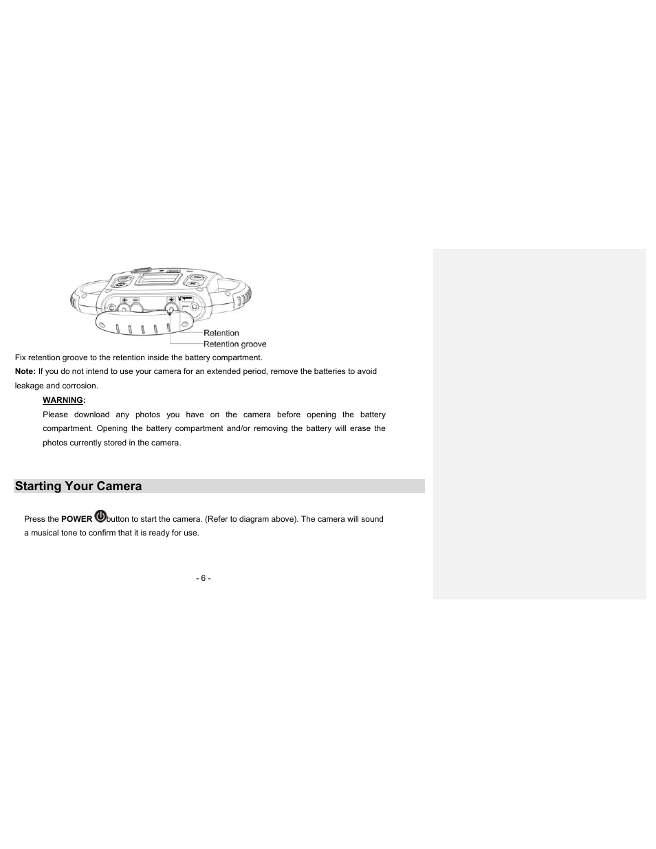 Starting your camera | Sakar 23070 User Manual | Page 6 / 24