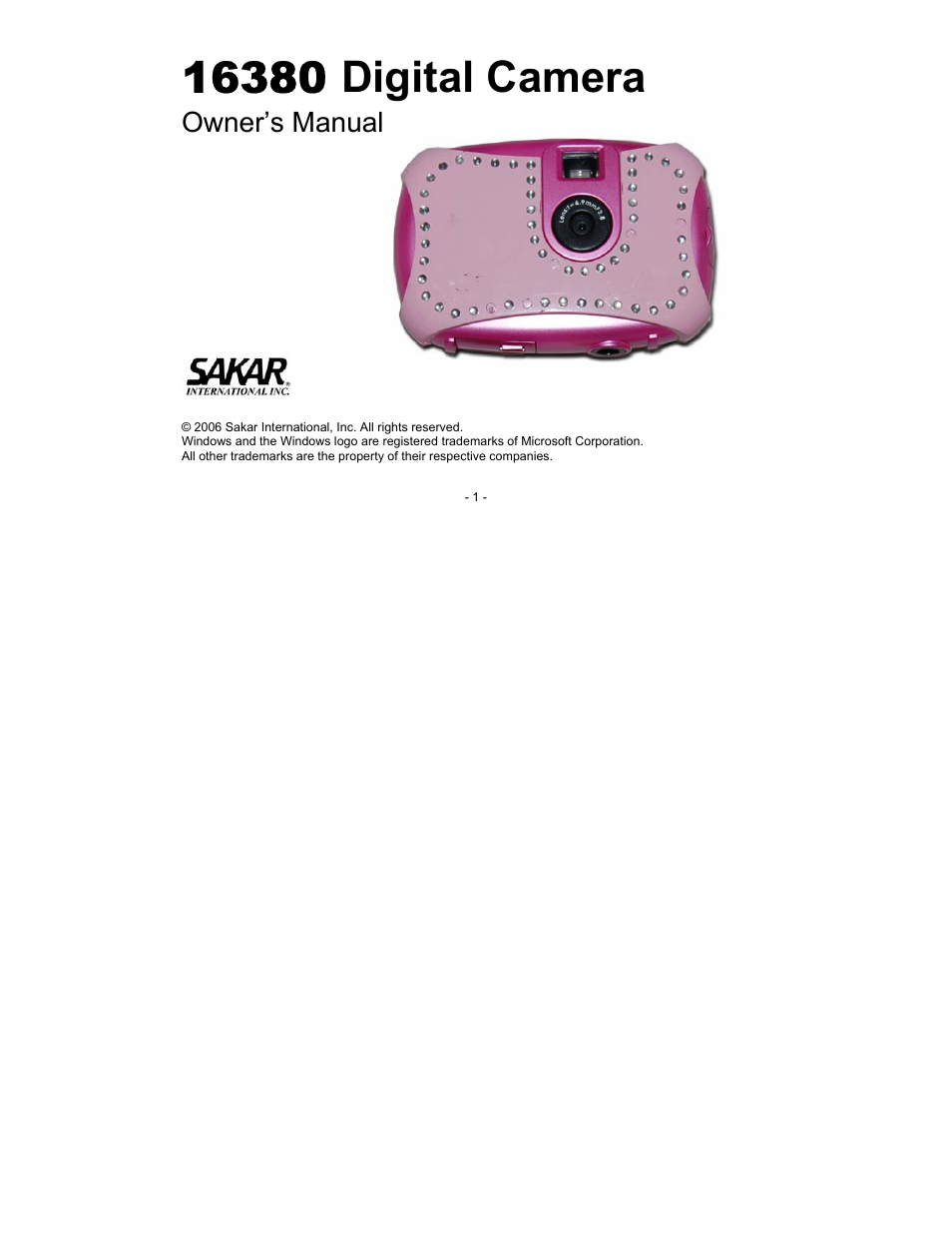 Sakar 16380 User Manual | 26 pages