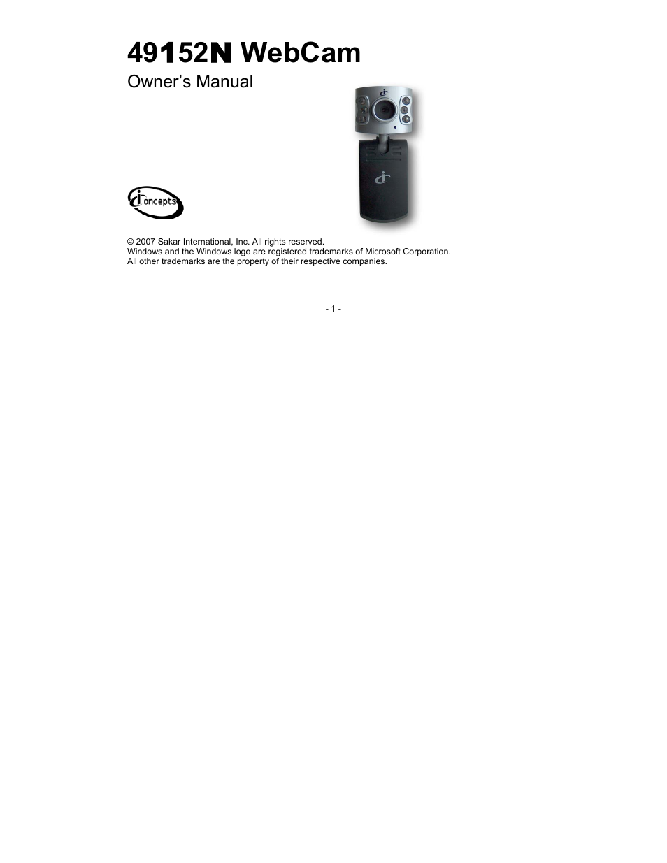 Sakar 49152N User Manual | 25 pages