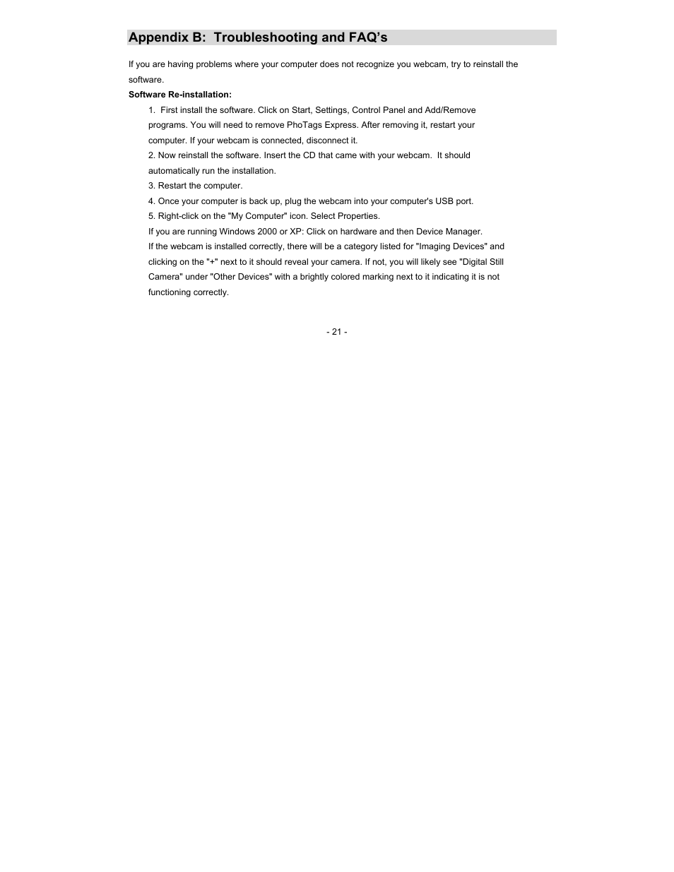 Appendix b: troubleshooting and faq’s | Sakar 49152N User Manual | Page 21 / 25