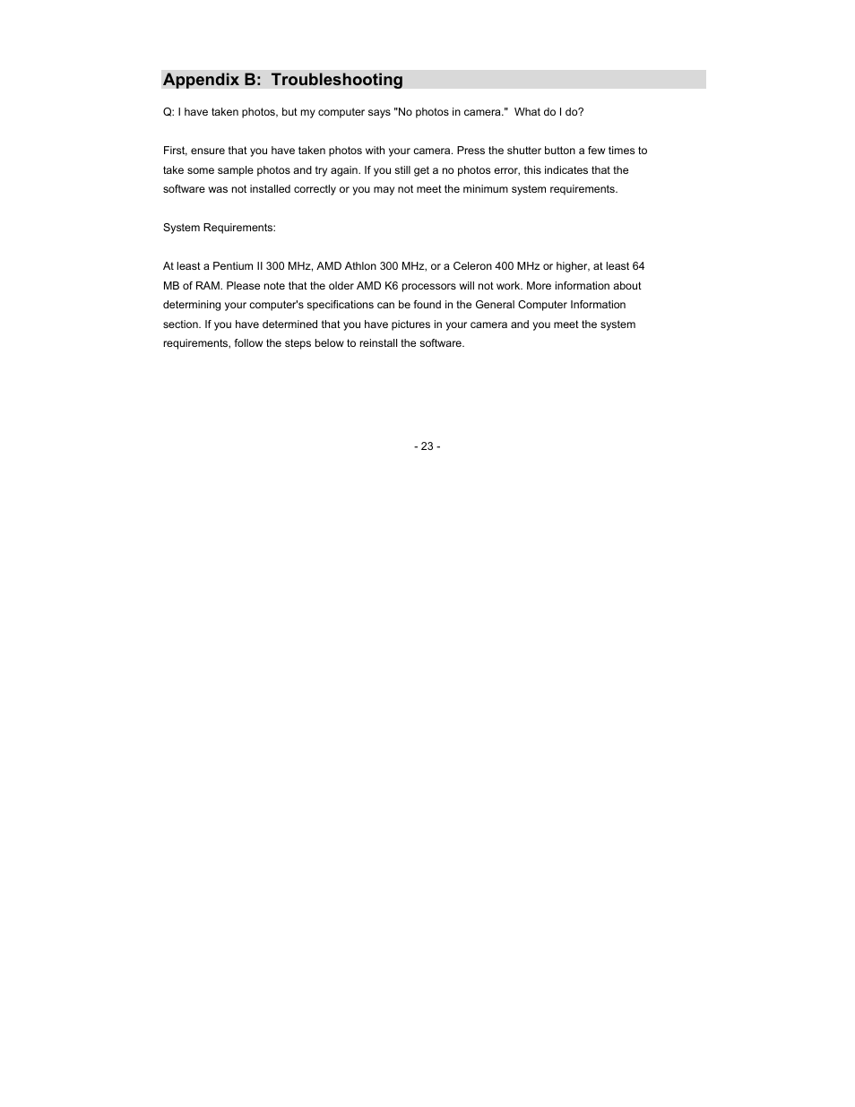 Appendix b: troubleshooting | Sakar 15097 User Manual | Page 23 / 25