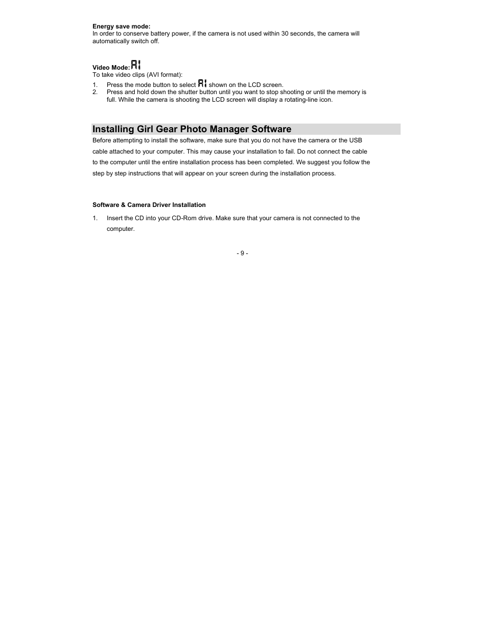 Installing girl gear photo manager software | Sakar 15097 User Manual | Page 9 / 25