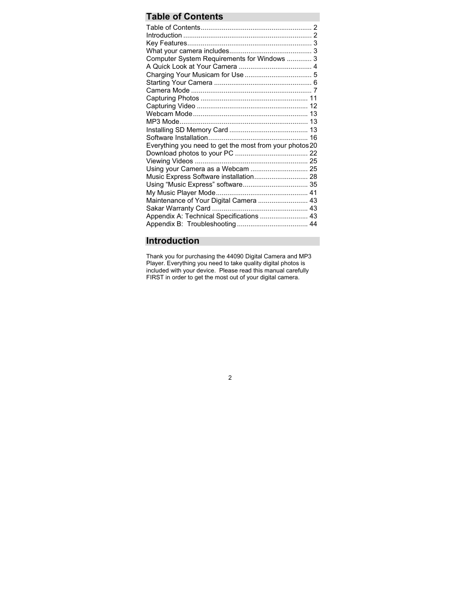 Sakar 44090 User Manual | Page 2 / 46