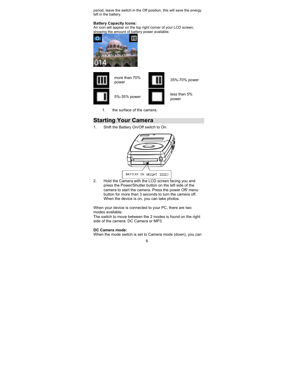 Starting your camera | Sakar 44090 User Manual | Page 6 / 46
