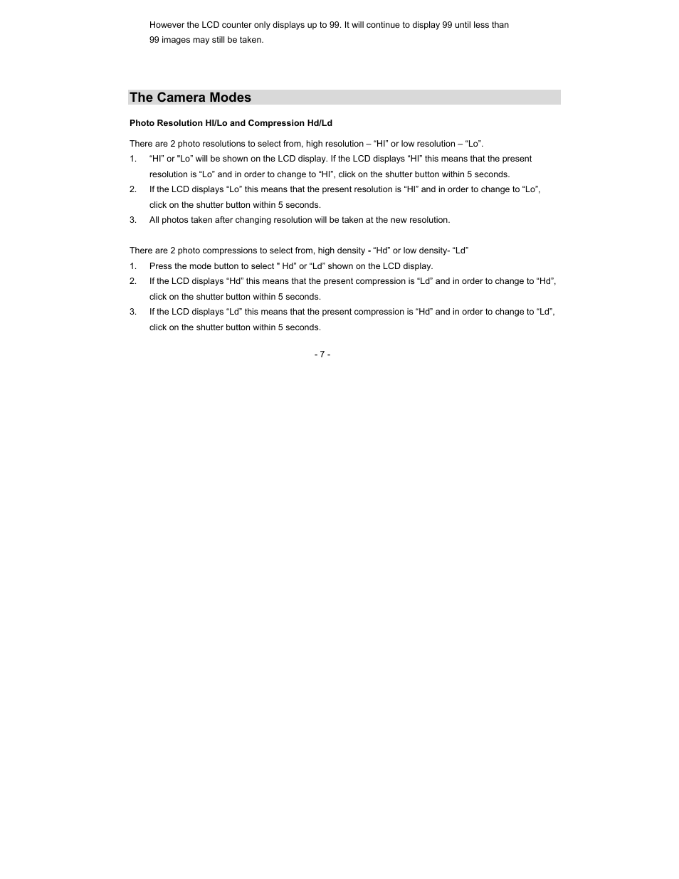 The camera modes | Sakar 59097 User Manual | Page 7 / 24