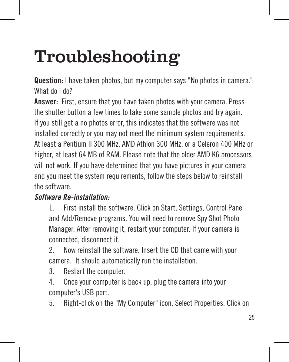 Troubleshooting | Sakar Wrist Cam Watch User Manual | Page 25 / 30