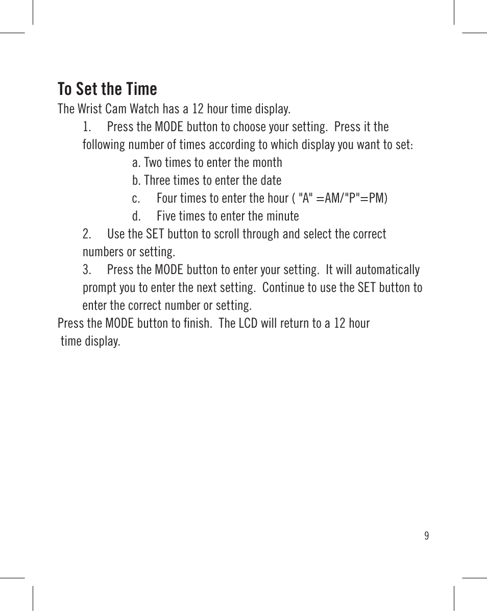 Sakar Wrist Cam Watch User Manual | Page 9 / 30