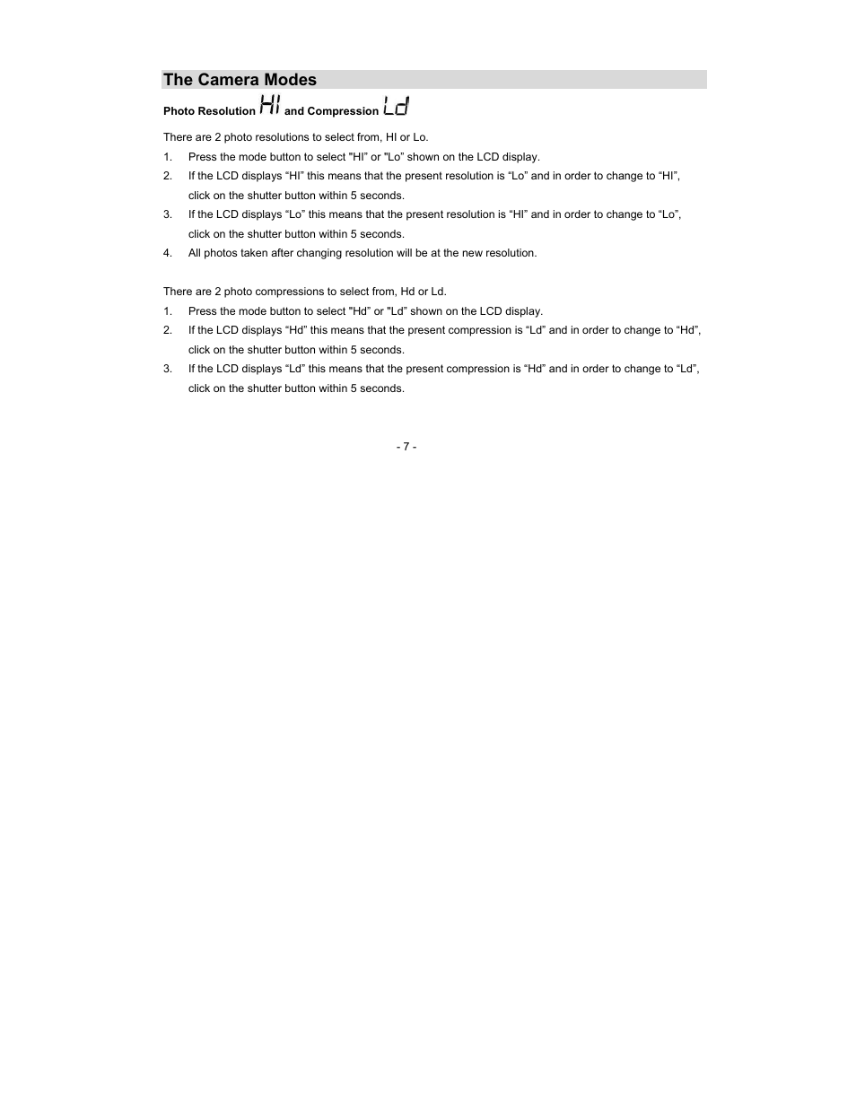 The camera modes | Sakar 14097 User Manual | Page 7 / 28