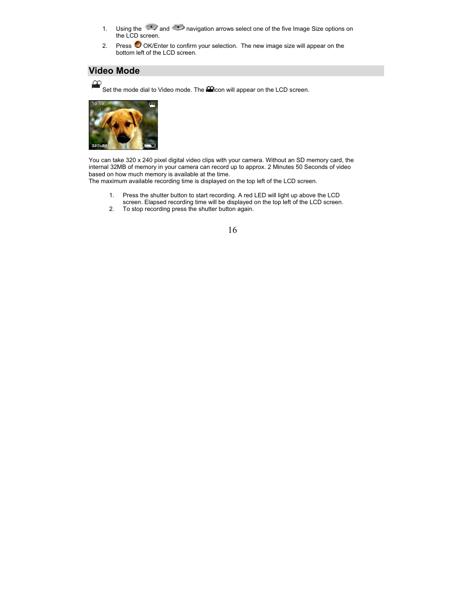 Video mode | Sakar 87480 User Manual | Page 16 / 48