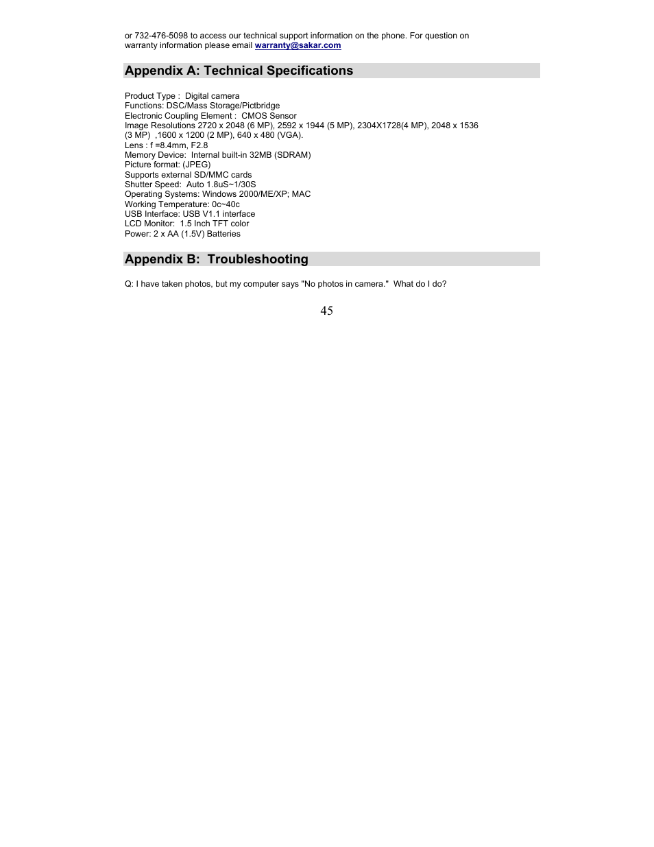 Sakar 87480 User Manual | Page 45 / 48