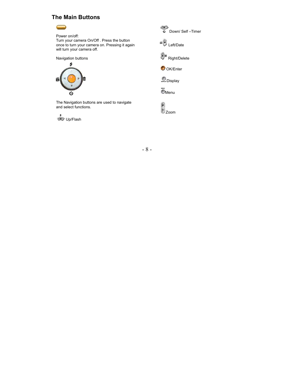 8 - the main buttons | Sakar 87480 User Manual | Page 8 / 48