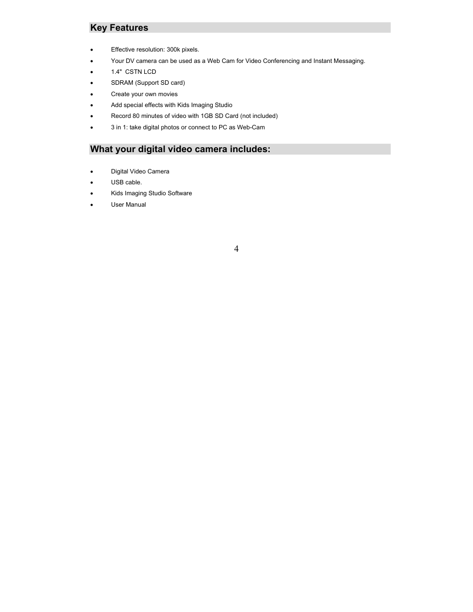 4key features, What your digital video camera includes | Sakar 57379 User Manual | Page 4 / 35