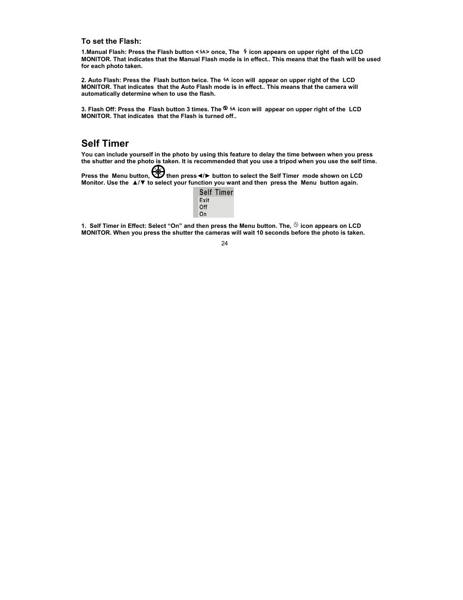 Self timer | Sakar 89379 User Manual | Page 24 / 43