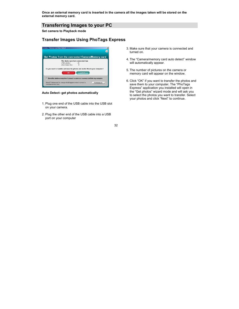 Transferring images to your pc, Transfer images using photags express | Sakar 89379 User Manual | Page 32 / 43